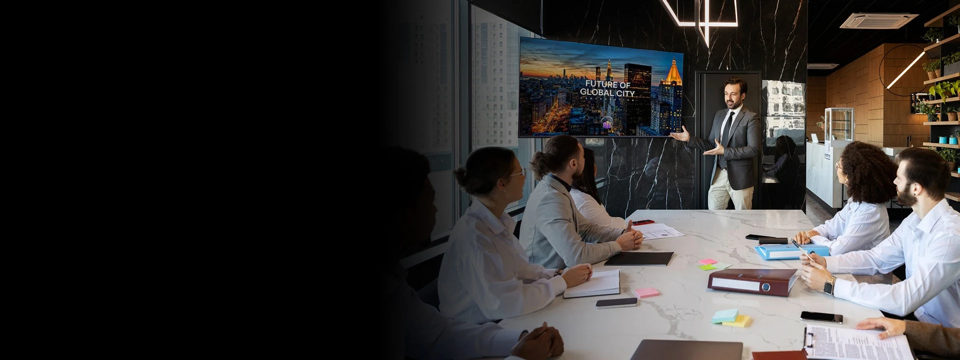 LG curved LED video wall in an atrium