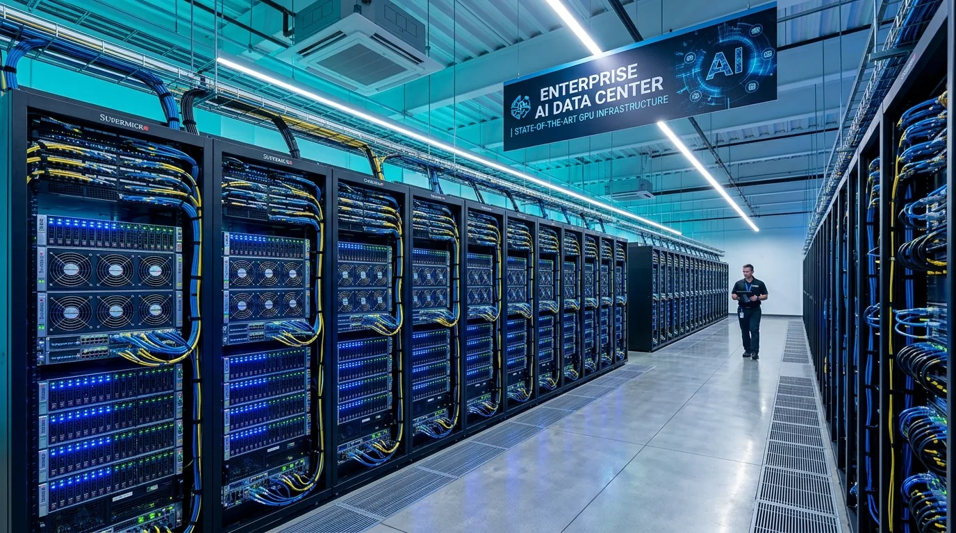 Supermicro server racks in a data centre